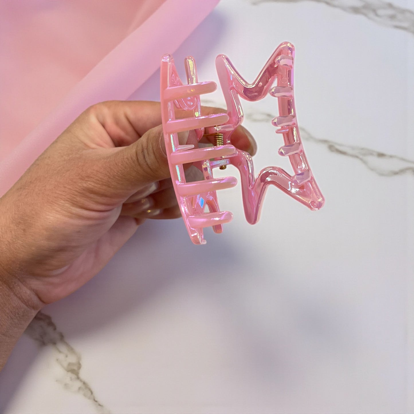 1pc starry colorful PVC hollow hair grab large size hair clip grab clip shark clip.