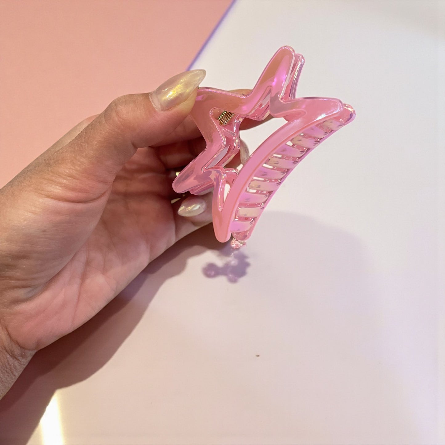 1pc starry colorful PVC hollow hair grab large size hair clip grab clip shark clip.