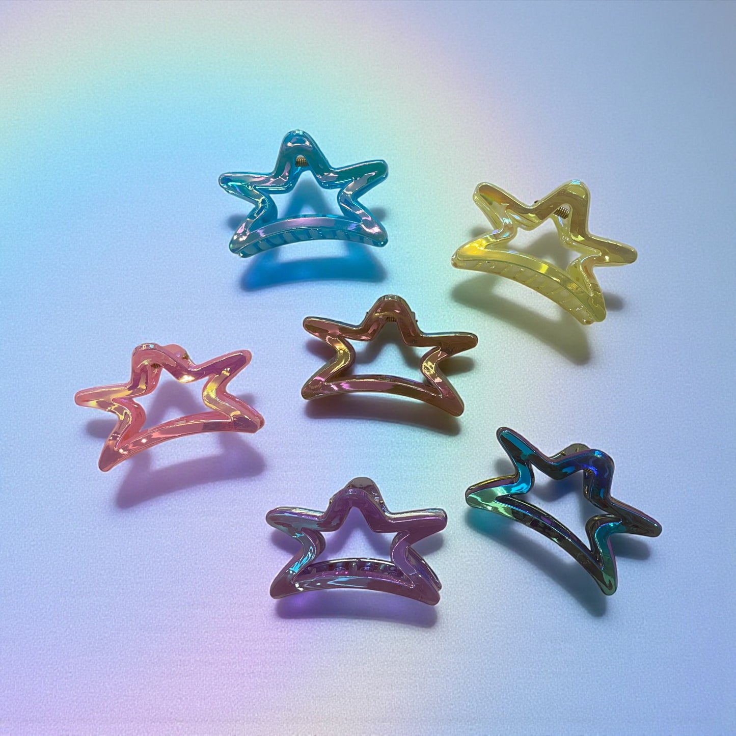 1pc starry colorful PVC hollow hair grab large size hair clip grab clip shark clip.