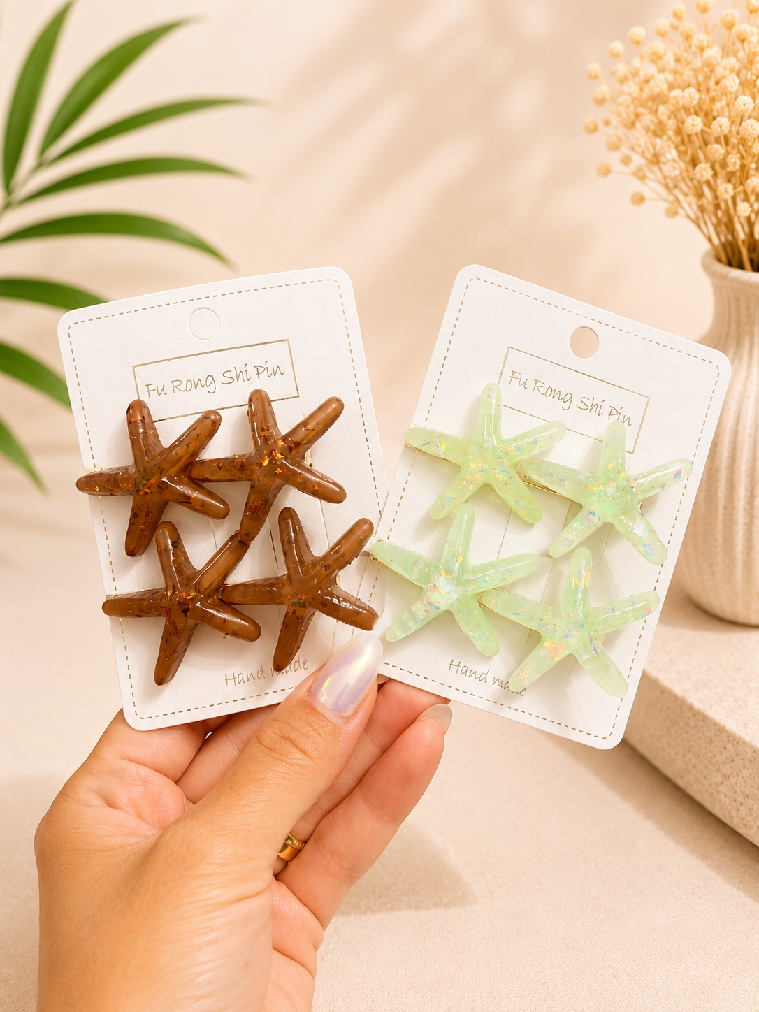 Ocean Breeze Starfish Hair Clip Set