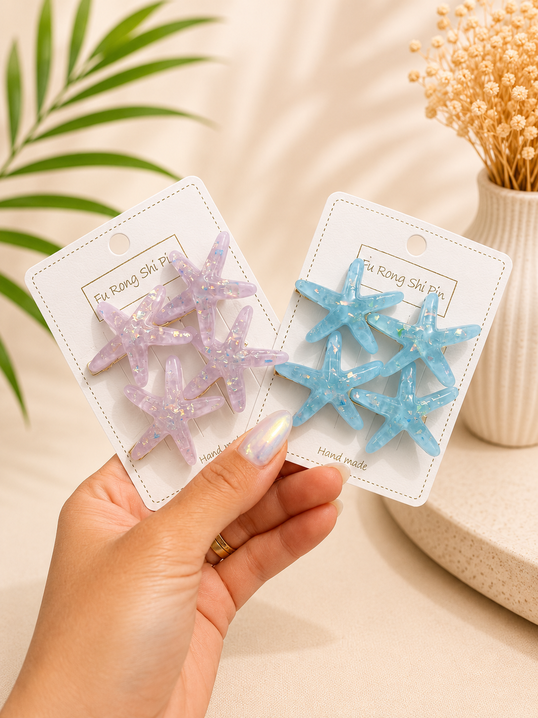 Ocean Breeze Starfish Hair Clip Set