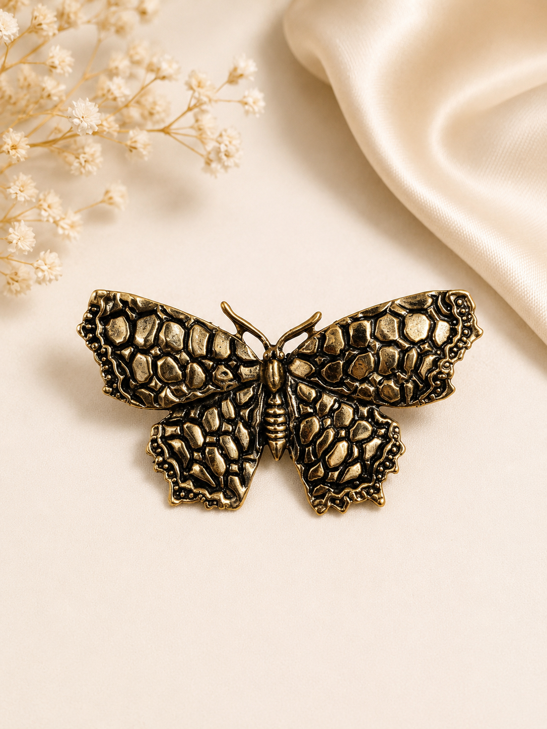 Vintage Butterfly Brooch – Antique Gold Statement Pin