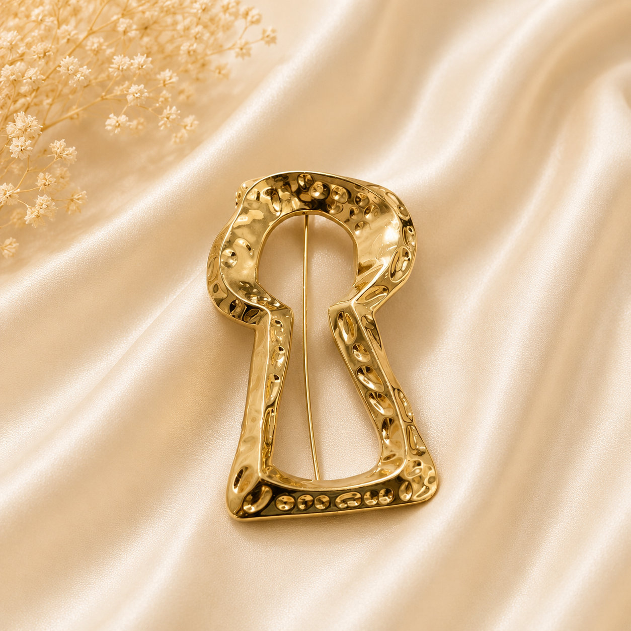 Golden Keyhole Statement Brooch