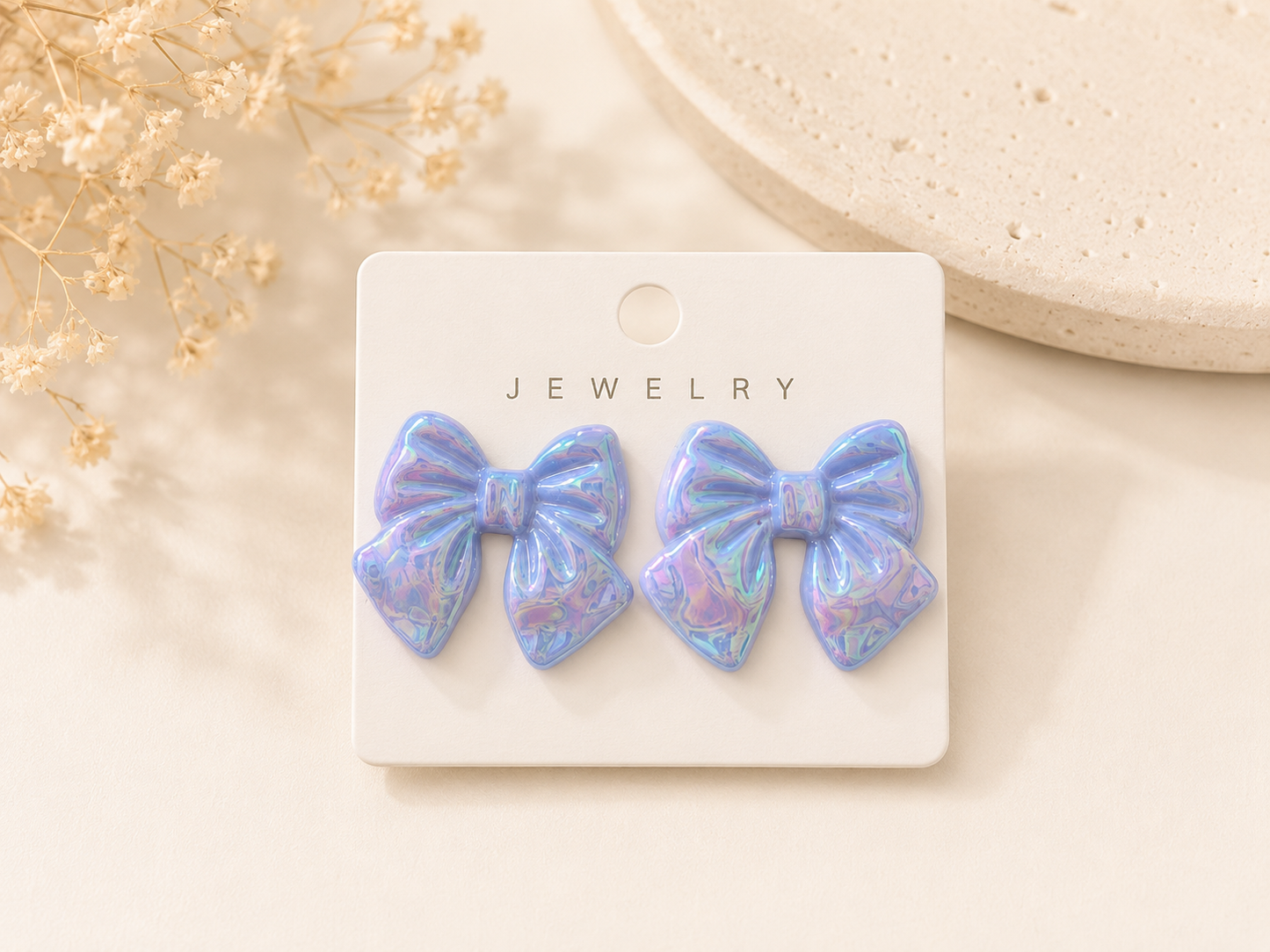 Glossy Bow Stud Earrings