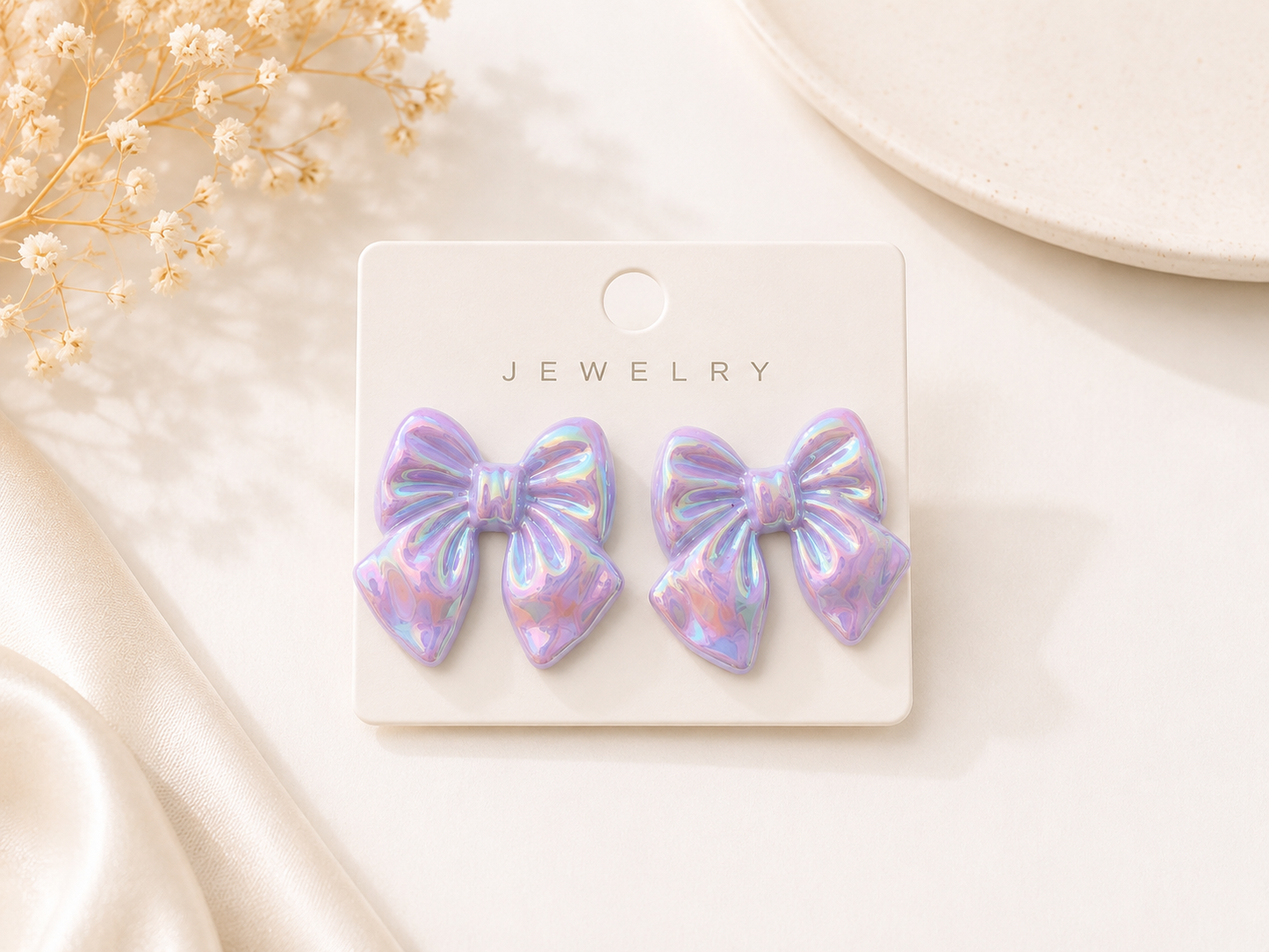 Glossy Bow Stud Earrings