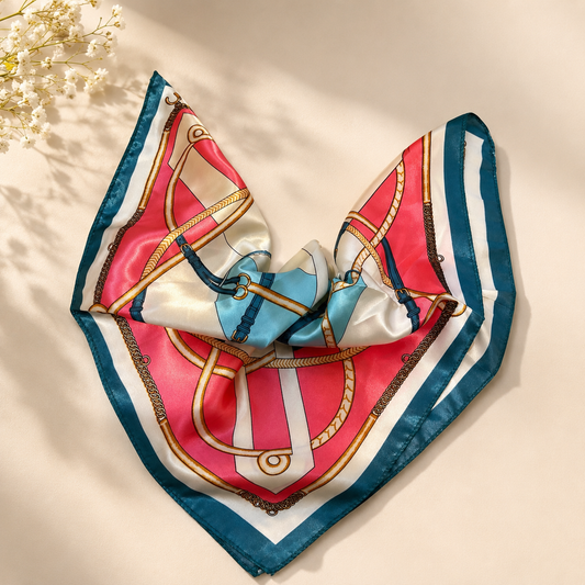 Luxury Satin Printed Scarf – 50×50 cm