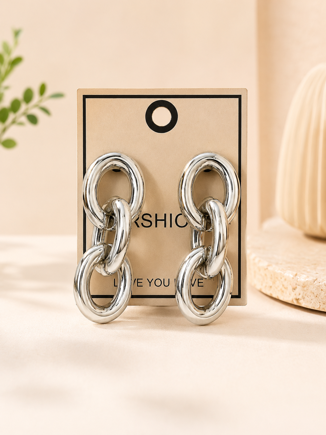 Silver Chunky Chain Link Statement Earrings