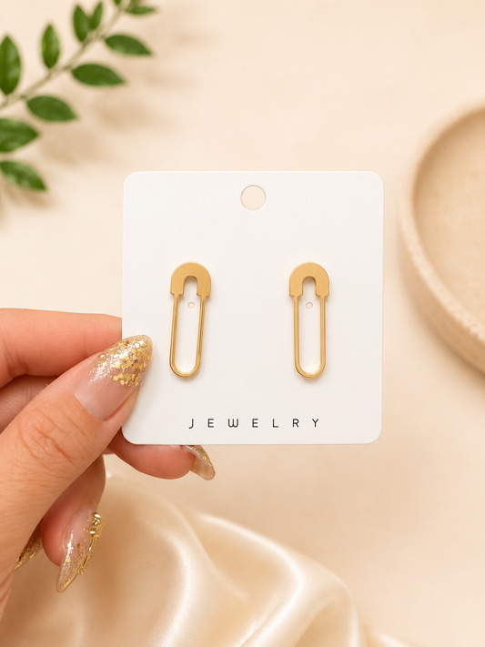 Minimalist Gold Safety Pin Stud Earrings