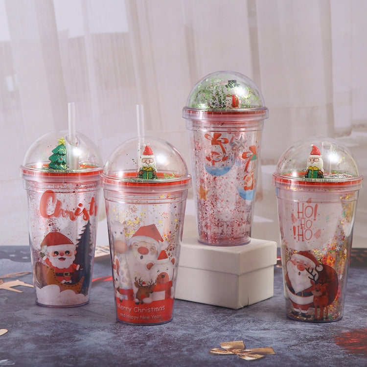 Christmas Cup With Lid Straw Double Layer Plastic Coffee Milk Tea Juice Mug Xmas Cup Water Bottle Christmas Gift Wholesale