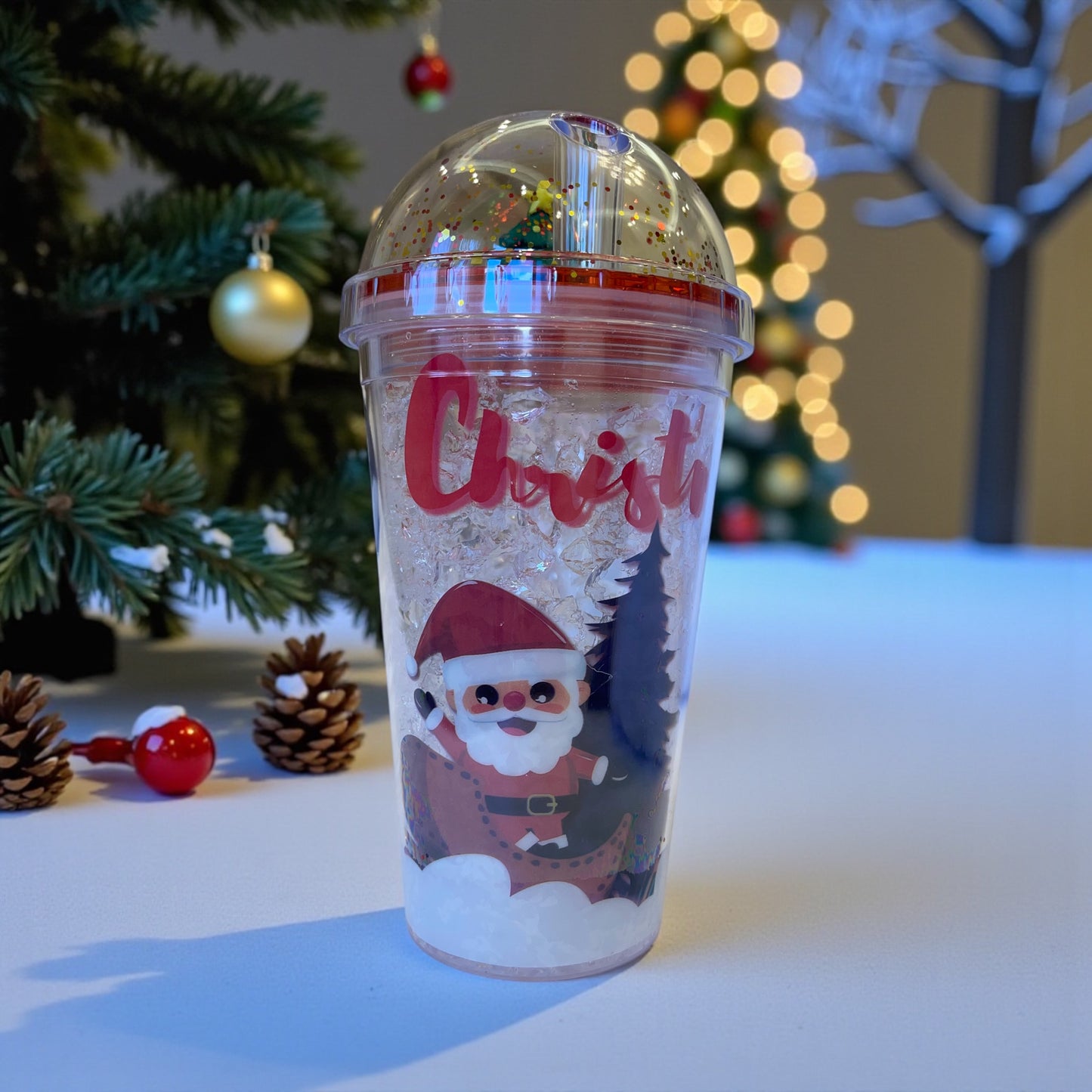 Christmas Cup With Lid Straw Double Layer Plastic Coffee Milk Tea Juice Mug Xmas Cup Water Bottle Christmas Gift Wholesale