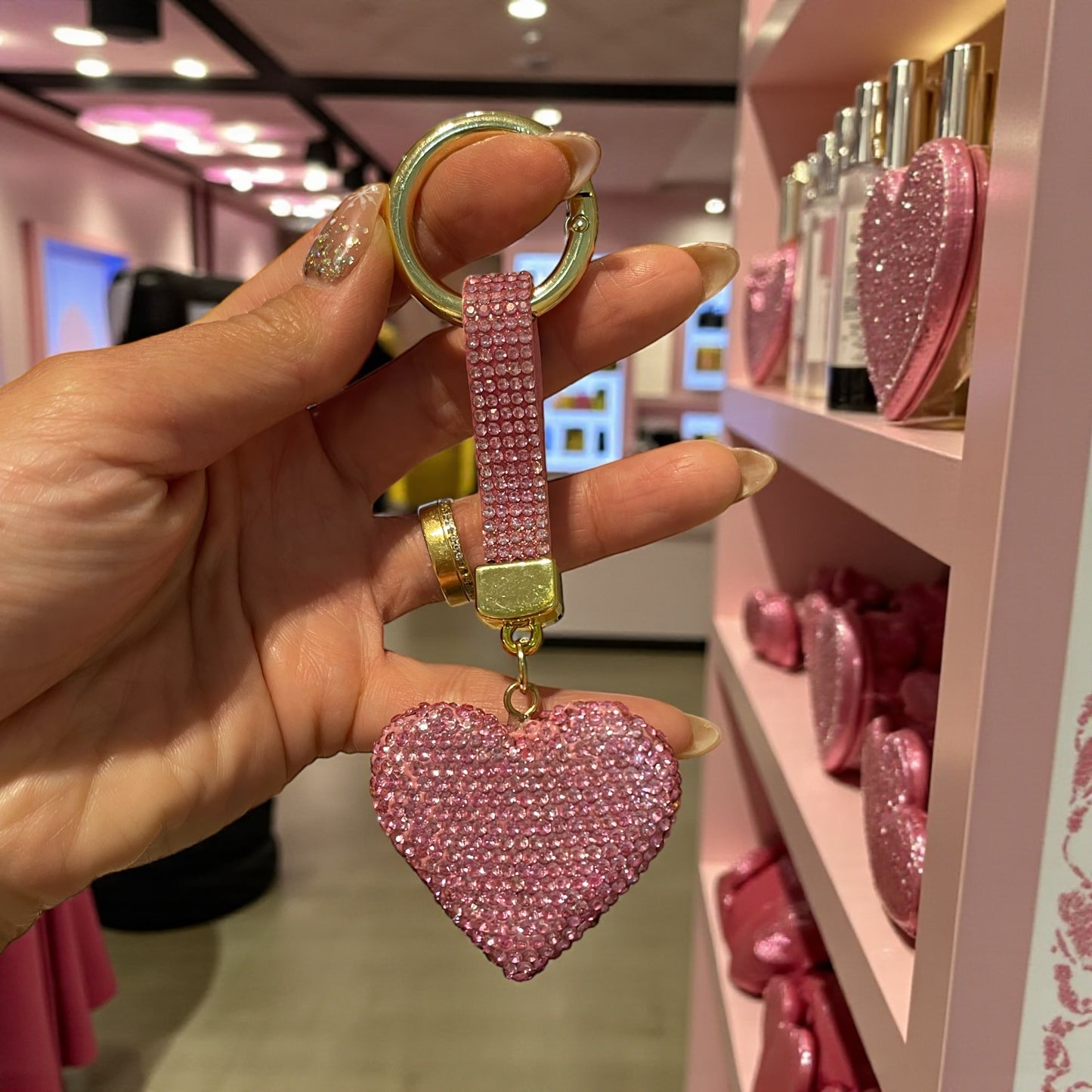 Rhinestone Heart Keychain – Sparkly Crystal Charm