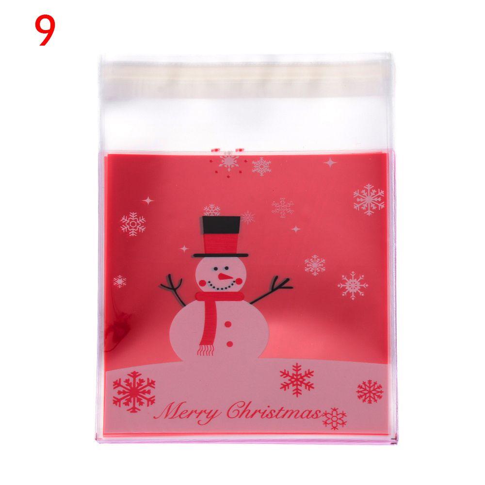 100Pcs Christmas Santa Claus self adhesive clear cookies bag