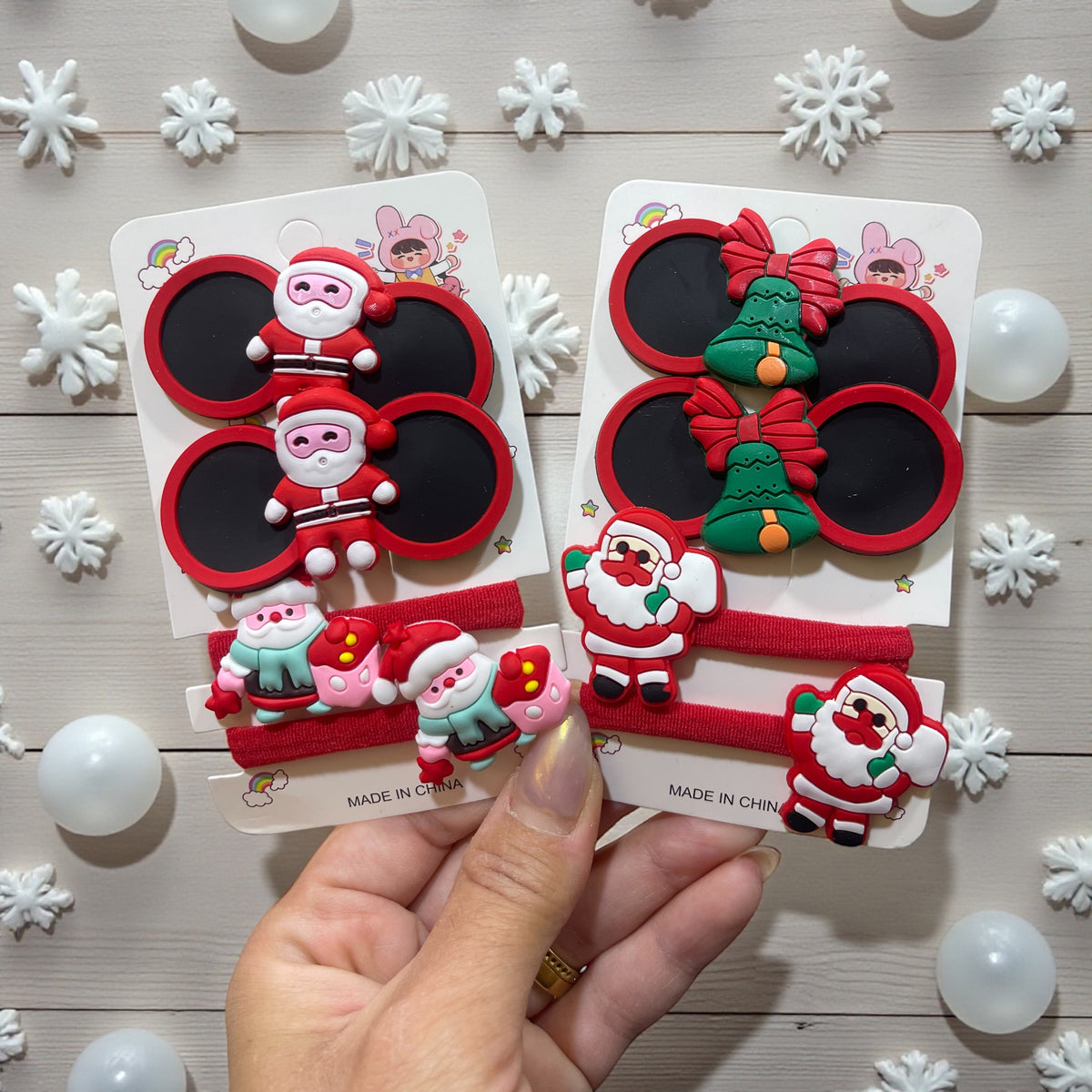 🎄 Christmas Hair Accessories Set (Hair Clips & Hair Ties)