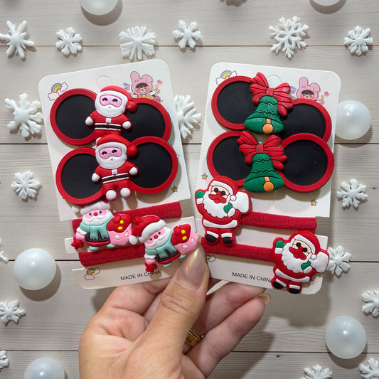 🎄 Christmas Hair Accessories Set (Hair Clips & Hair Ties)