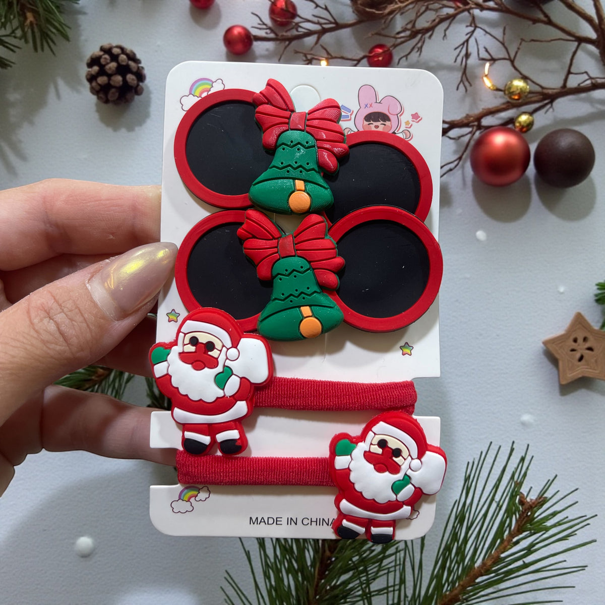 🎄 Christmas Hair Accessories Set (Hair Clips & Hair Ties)