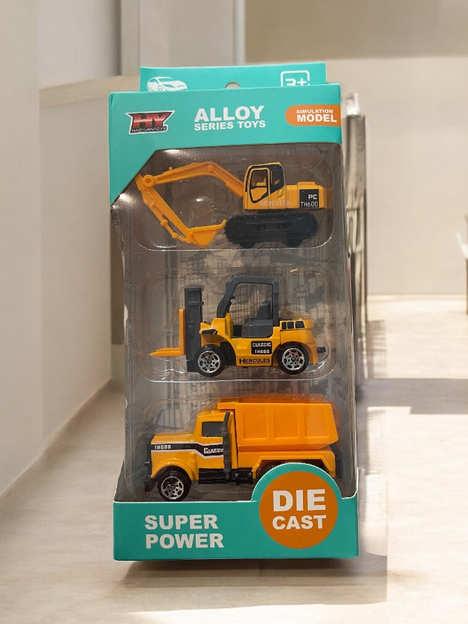 3Pcs Kids Mini Educational Toy Alloy Bulldozer Models Tractor Farmer Vehicle Model Car Toys Engineering Car Model Tractor Toy