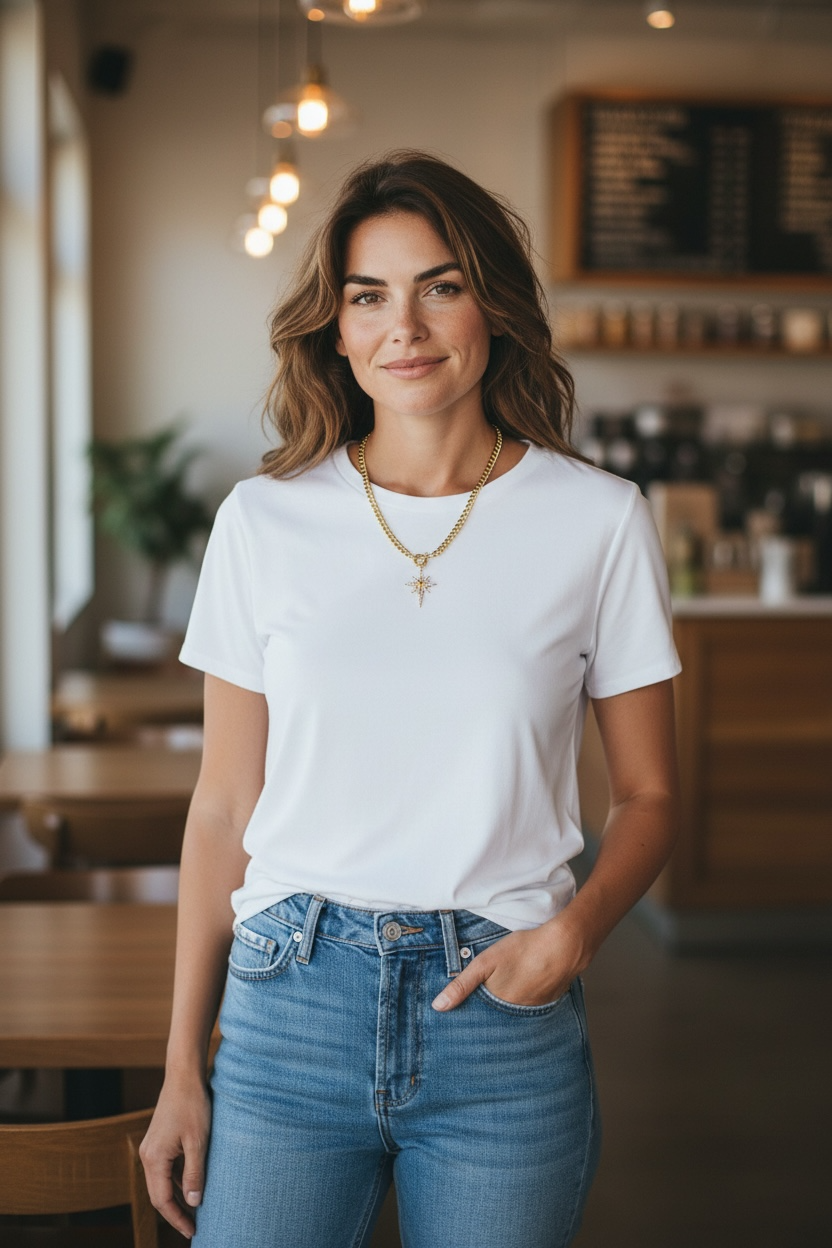 Gold Star Pendant Necklace with Cuban Link Chain