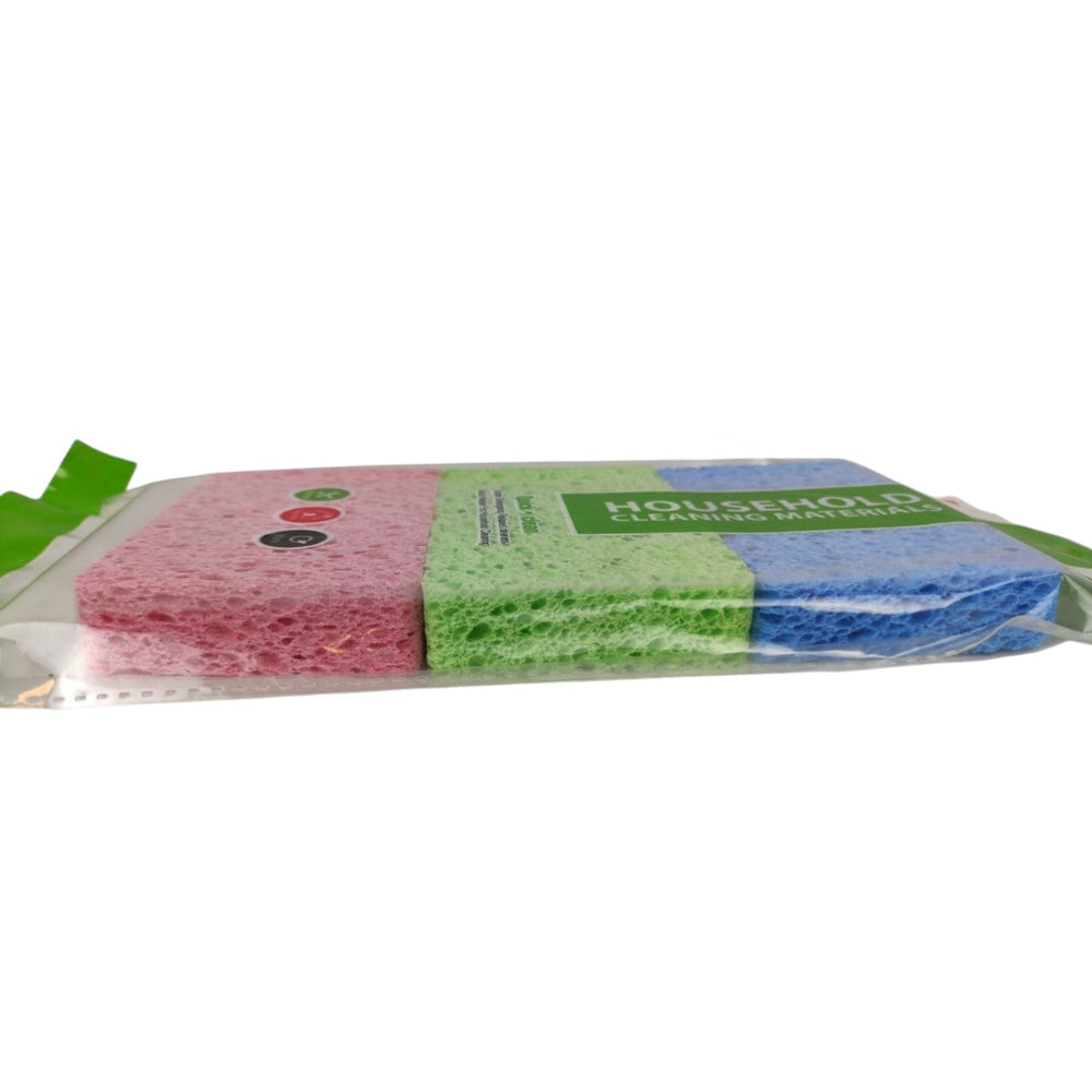 Bajin Household Cleaning Sponge Set – 3 Pieces Multicolor for Kitchen, Bathroom, and Surfaces