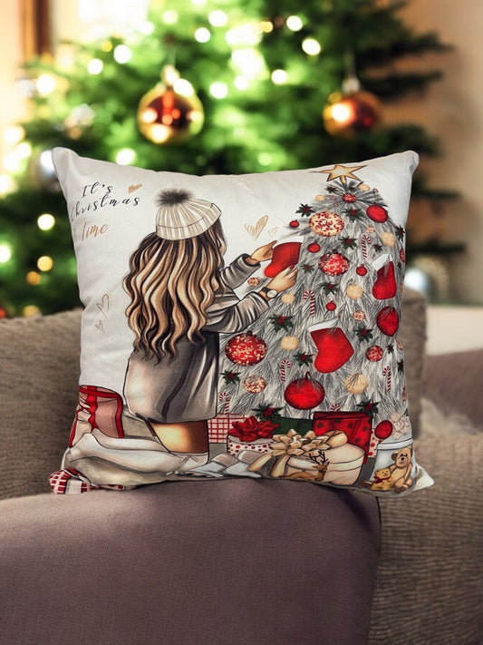 1Pcs Christmas Themed Velvet Cushion Cover Decorative Sofa Home Cars Throw Decor Pillowcover