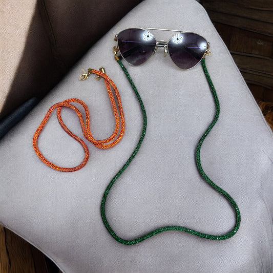 1pc Crystal-Filled Metal Eyeglass Chain Shimmering With Glamorous Sparkles, Suitable For Party & Show Outfits