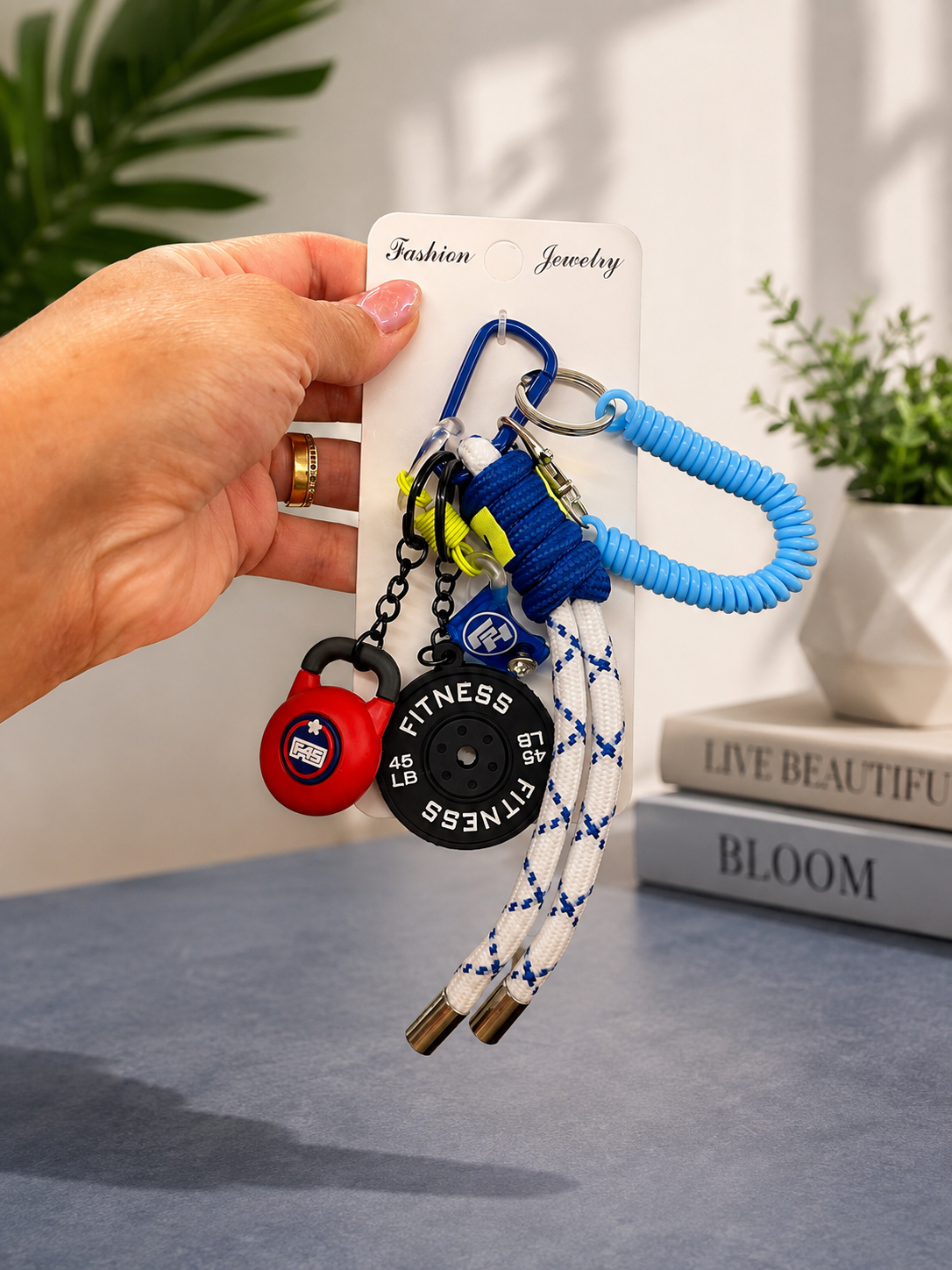 Trendy Multi-Charm Rope Keychain – Fashion Jewelry