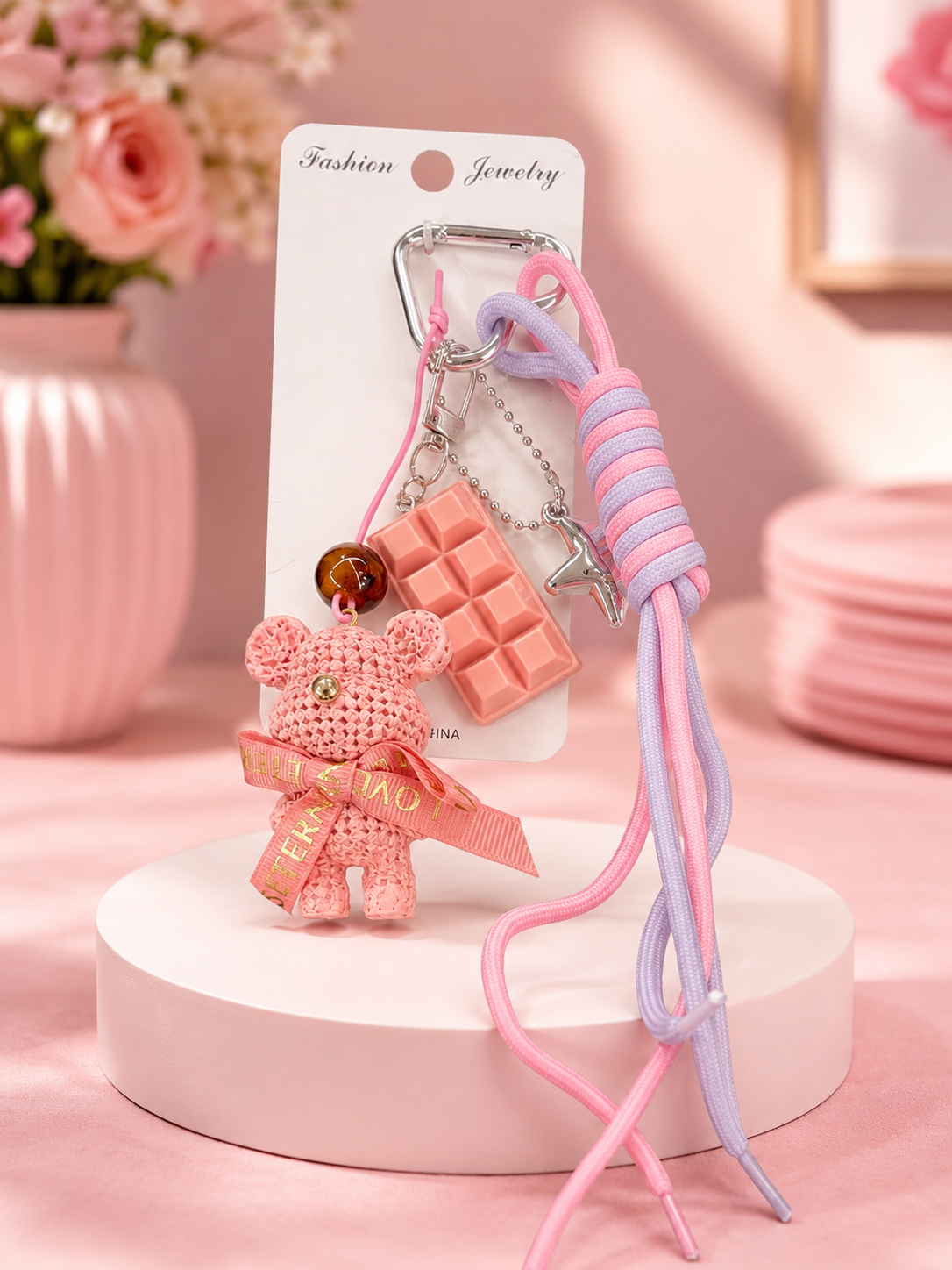 Trendy Multi-Charm Rope Keychain – Fashion Jewelry