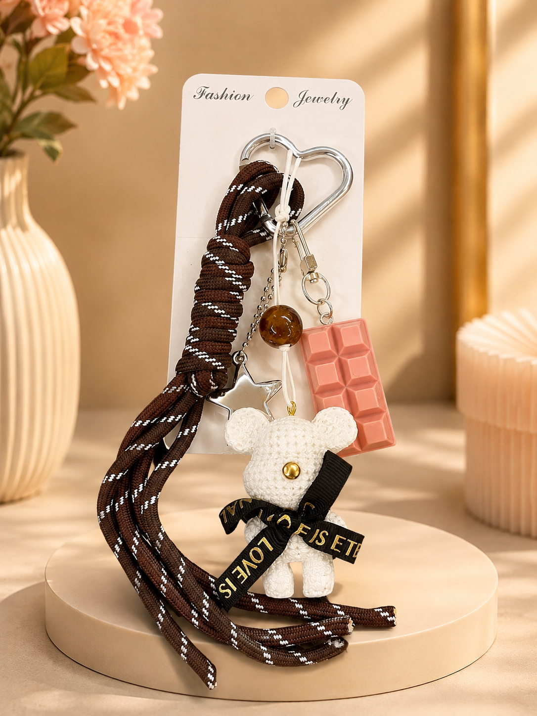 Trendy Multi-Charm Rope Keychain – Fashion Jewelry