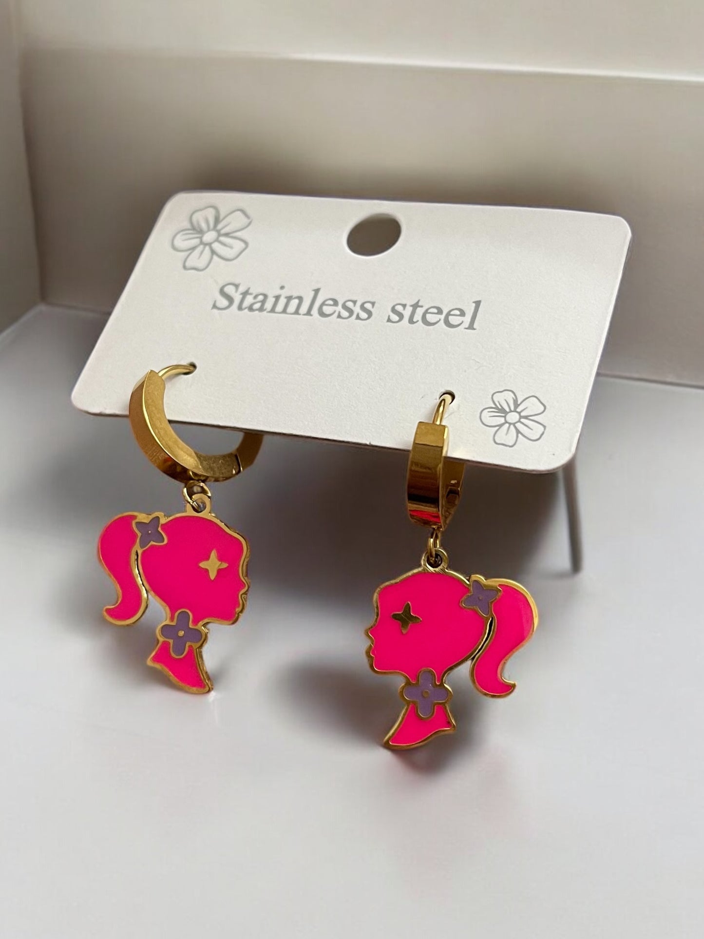 Barbie P.endant Earring Cute Charm 316L Stainless Steel 18K Gold Plated Women Festival Plant Charm Waterproof