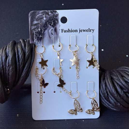 Gold Hair Charms Set – Star & Butterfly Chain Accessories for Braids & Hairstyles