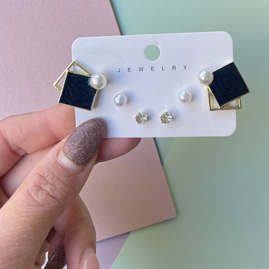 3pairs Fashionable Earrings For Women Daily Wear,Copper Plated