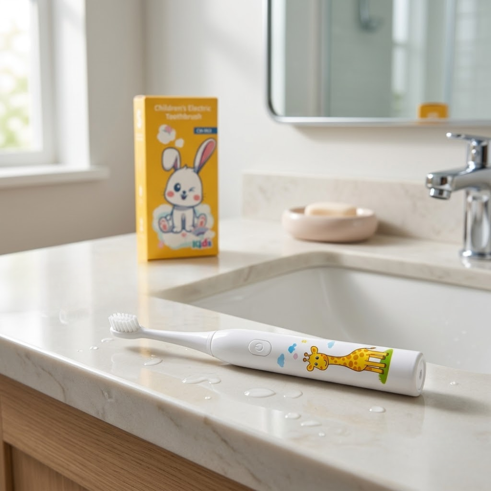 Children’s Electric Toothbrush with Animal Design – 2 Replacement Brush Heads