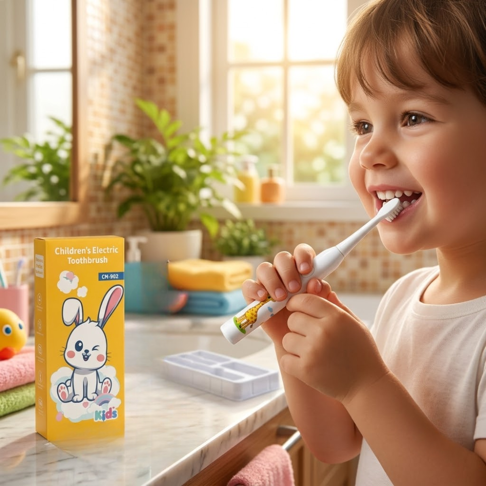 Children’s Electric Toothbrush with Animal Design – 2 Replacement Brush Heads