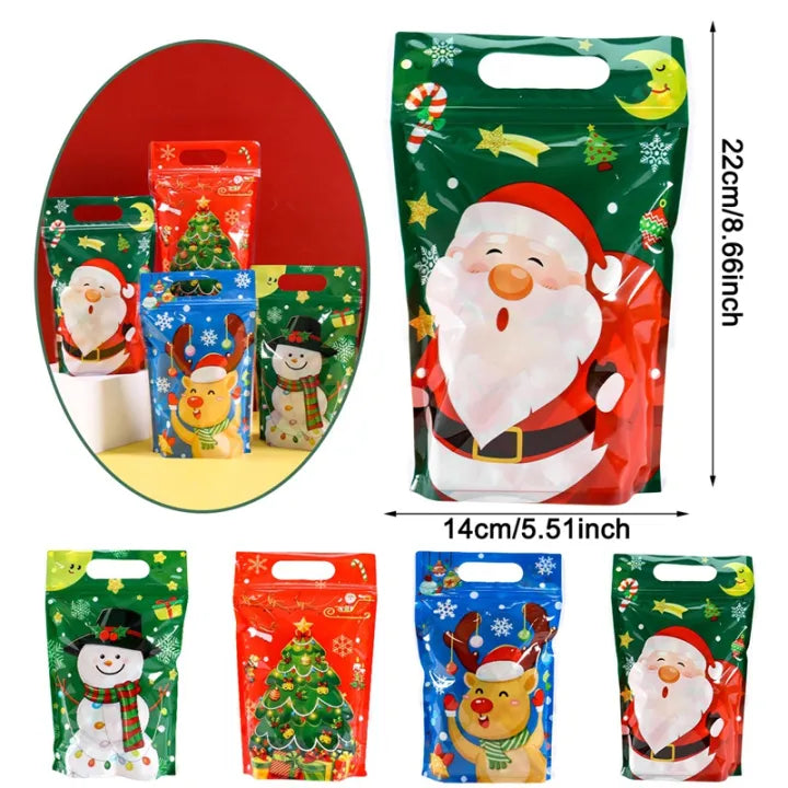 Christmas Gift Bags with Handles – Assorted Festive Designs, Pack of 6