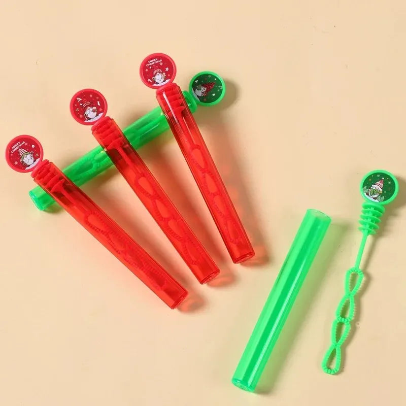 10Pcs Christmas Bubble Wands for Kids – Holiday Cartoon Bubble Blowers (10 Pieces, Random Colors)