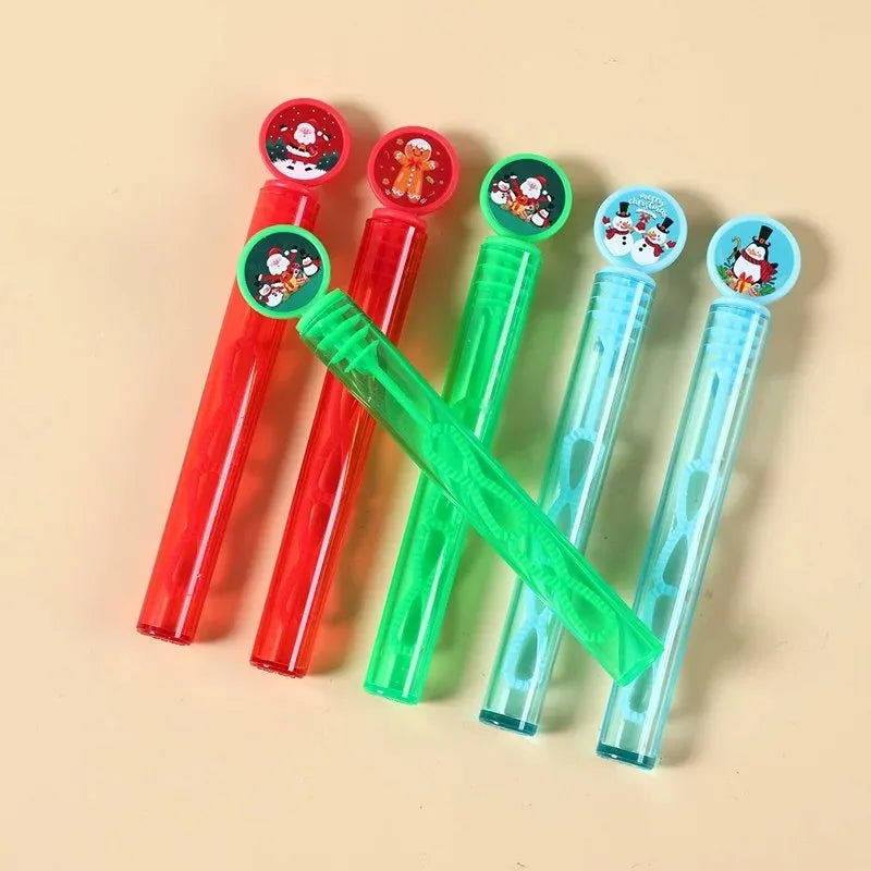 10Pcs Christmas Bubble Wands for Kids – Holiday Cartoon Bubble Blowers (10 Pieces, Random Colors)
