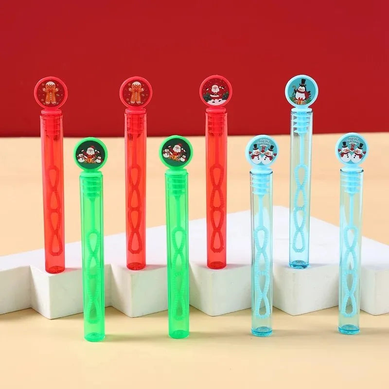 10Pcs Christmas Bubble Wands for Kids – Holiday Cartoon Bubble Blowers (10 Pieces, Random Colors)