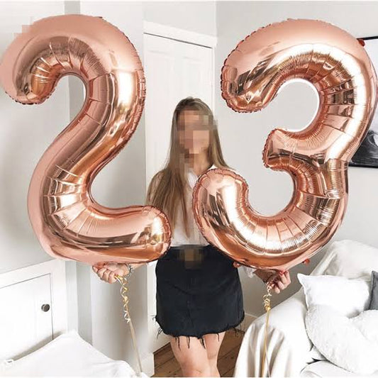 Rose Gold Numbers Foil Ballon LQ